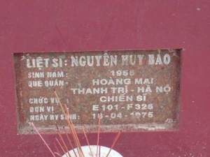 Nhắn tìm thân nhân liệt sỹ Nguyễn Huy Bảo