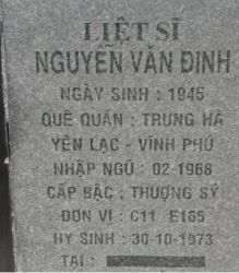 Tìm thân nhân liệt sĩ Nguyễn Văn Đinh