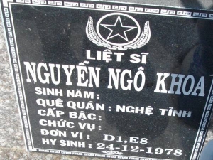 Nhắn tìm thân nhân liệt sỹ  Nguyễn Ngô Khoa
