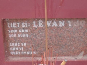 Nhắn tìm thân nhân liệt sĩ Lê Văn Thọ