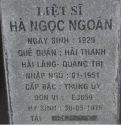 Tìm thân nhân liệt sĩ Hà Ngọc Ngoãn