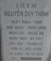 Tìm thân nhân liệt sĩ Nguyễn Duy Thình