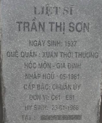 Tìm thân nhân liệt sĩ Trần Thị Sơn