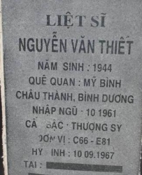 Tìm thân nhân liệt sĩ Nguyễn Văn Thiết