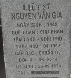 Tìm thân nhân liệt sĩ Nguyễn Văn Gia