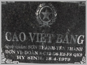 Nhắn tìm thân nhân liệt sỹ  Cao Việt Bầng