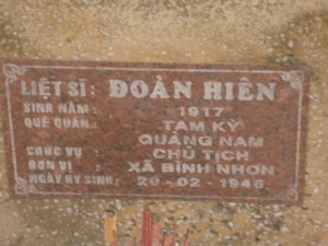 Nhắn tìm thân nhân liệt sỹ  Đoàn Hiên