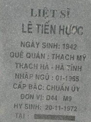 Tìm thân nhân liệt Lê Tiến Hược