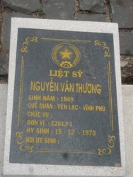 Nhắn tìm thân nhân liệt sỹ  Nguyễn Văn Thương