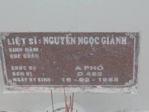 Nhắn tìm thân nhân liệt sĩ Nguyễn Ngọc Giành