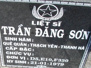 Nhắn tìm thân nhân liệt sỹ Trần  Đăng Sơn