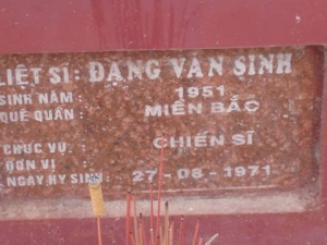 Nhắn tìm thân nhân liệt sỹ Đặng Văn Sinh