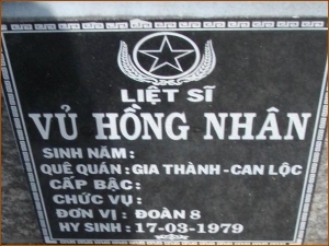 Tìm thân nhân liệt sỹ Vủ Hồng Nhân