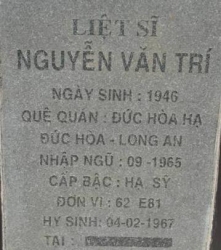 Tìm thân nhân liệt sĩ Nguyễn Văn Trí