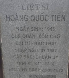 Tìm thân nhân liệt sĩ Hoàng Quốc Tiến