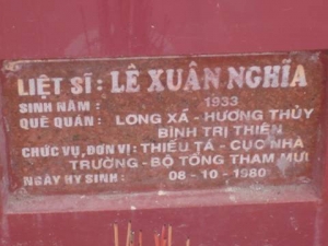 Nhắn tìm thân nhân liệt sỹ  Lê Xuân Nghĩa