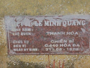 Nhắn tìm thân nhân liệt sỹ  Lê Minh Quang