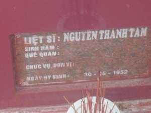 Nhắn tìm thân nhân liệt sĩ Nguyễn Thanh Tam