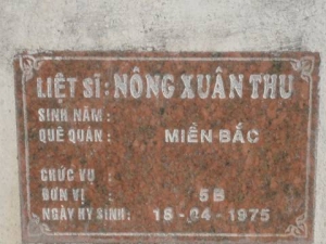 Nhắn tìm thân nhân liệt sỹ Nông Xuân Thu