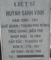 Tìm thân nhân liệt sĩ Huỳnh Vinh Sanh
