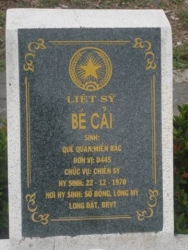 Nhắn tìm thân nhân liệt sỹ  Bé Cải