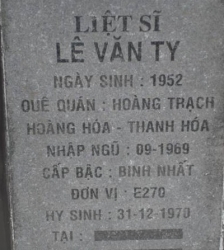 Tìm thân nhân liệt sĩ Lê Văn Ty