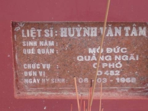 Nhắn tìm thân nhân liệt sỹ Huỳnh Văn Tâm