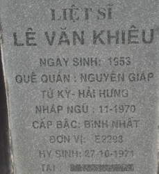 Tìm thân nhân liệt sĩ Lê Văn Khiêu