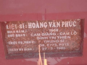Nhắn tìm thân nhân liệt sỹ  Hoàng Văn Phúc