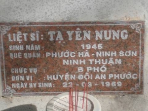 Nhắn tìm thân nhân liệt sỹ Tạ Yên Nung