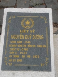 Nhắn tìm thân nhân liệt sỹ Nguyễn Quý Dương