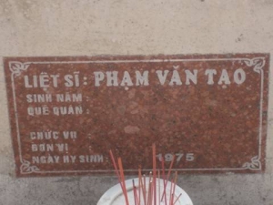 Nhắn tìm thân nhân liệt sĩ Phạm Văn Tạo