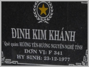 Nhắn tìm thân nhân liệt sỹ Đinh Kim Khánh 