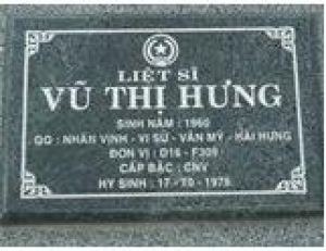 Tìm thân nhân liệt sĩ Vũ Thị Hưng
