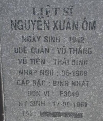 Tìm thân nhân liệt sĩ Nguyễn Xuân Ôm