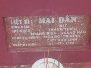 Nhắn tìm thân nhân liệt sỹ  Mai Dân