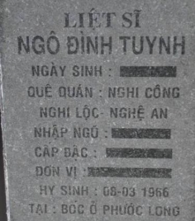 Tìm thân nhân liệt sĩ Ngô Đình Tuynh