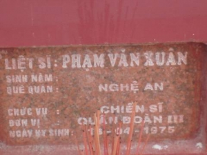 Nhắn tìm thân nhân liệt sỹ  Phạm Văn Xuân