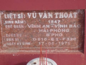 Tìm thân nhân liệt sĩ  Vũ Văn Thoát