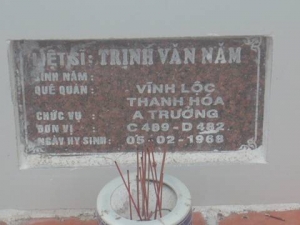 Nhắn tìm thân nhân liệt sỹ  Trịnh Văn Năm