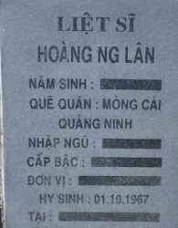 Tìm thân nhân liệt sĩ Hoàng NG Lân