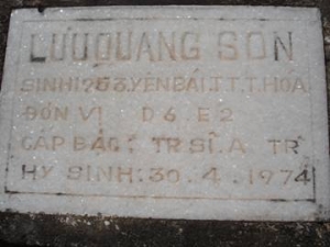 Nhắn tìm thân nhân liệt sĩ Lưu Quang Sơn