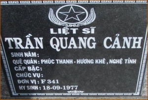 Nhắn tìm thân nhân liệt sỹ  Trần Quang Cảnh