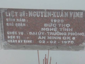 Nhắn tìm thân nhân liệt sỹ  Nguyễn Xuân Vịnh
