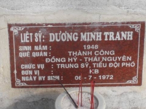 Nhắn tìm thân nhân liệt sỹ  Dương Minh Tranh