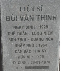 Tìm thân nhân liệt sĩ Bùi Văn Thịnh