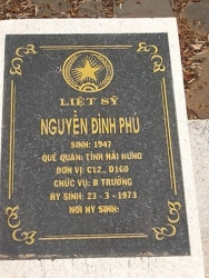 Nhắn tìm thân nhân liệt sỹ  Nguyễn Đình Phú 