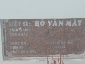 Nhắn tìm thân nhân liệt sĩ Hồ Văn Mây