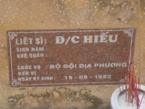 Nhắn tìm thân nhân liệt sĩ Hiếu