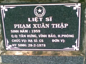 Tìm thân nhân liệt sĩ  Phạm Xuân Thập